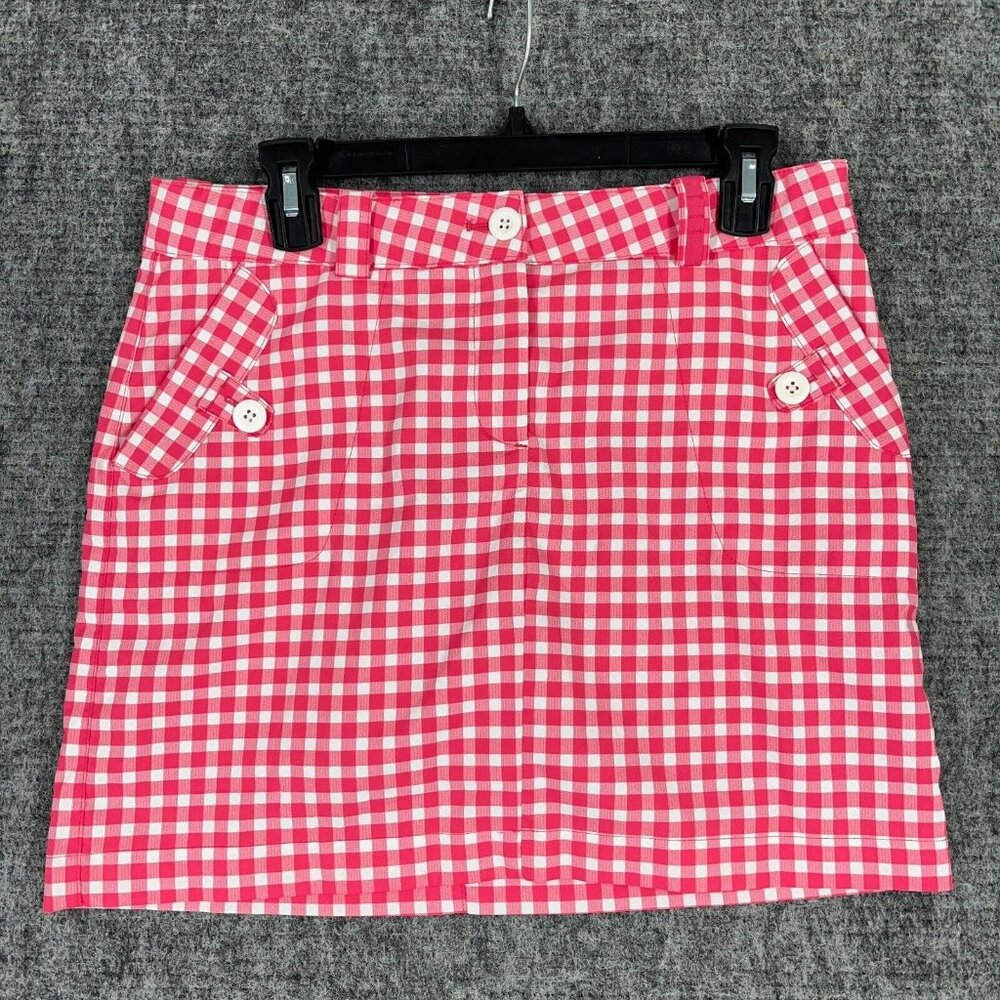 Nike Skort Womens XL Red Check Performance Golf Skirt Dri Fit Wicking Quick Dry